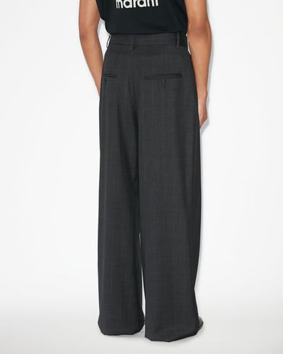 Namoro pleated loose fit glen plaid wool pants - Anthracite - Man - 8