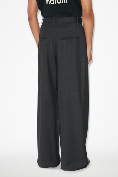 Namoro pleated loose fit glen plaid wool pants - Anthracite - Man - 10