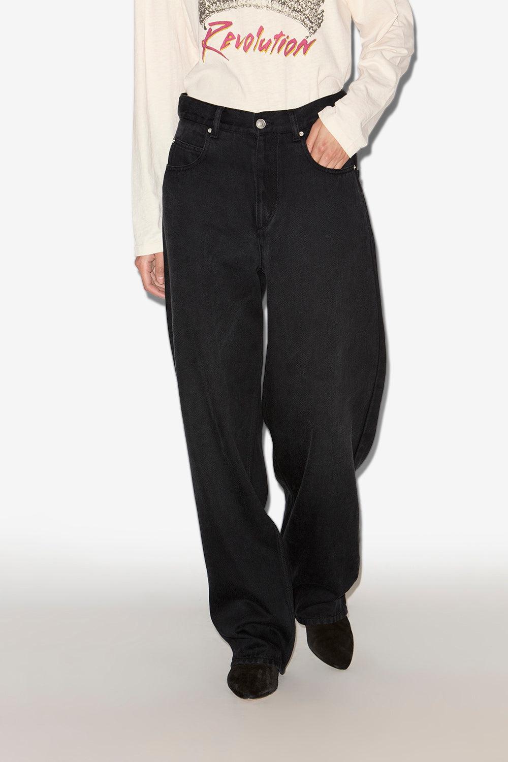 Fließende jeans jenny aus denim - Schwarz gewaschen - Woman - 4