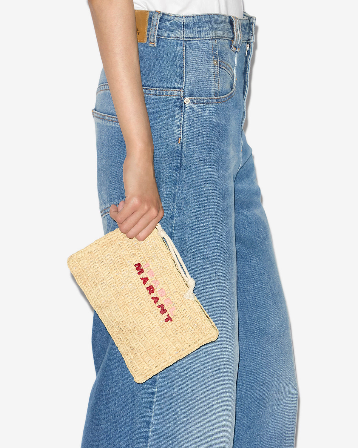 Pochette praia aus raffiabast - Natural/pink - Woman - 4