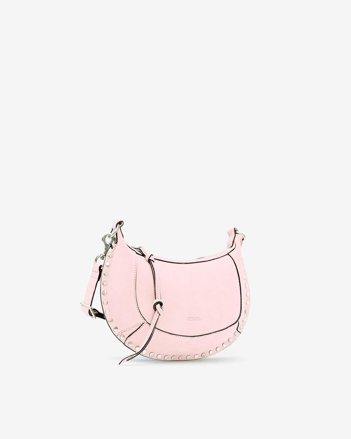 Oskan moon shoulder bag in suede leather - Light pink - Woman - 4