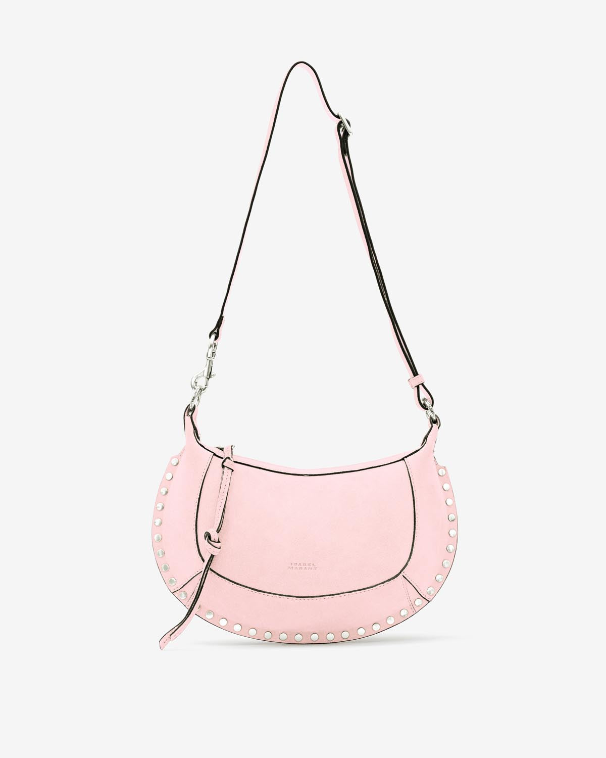 Oskan moon shoulder bag in suede leather - Light pink - Woman - 5
