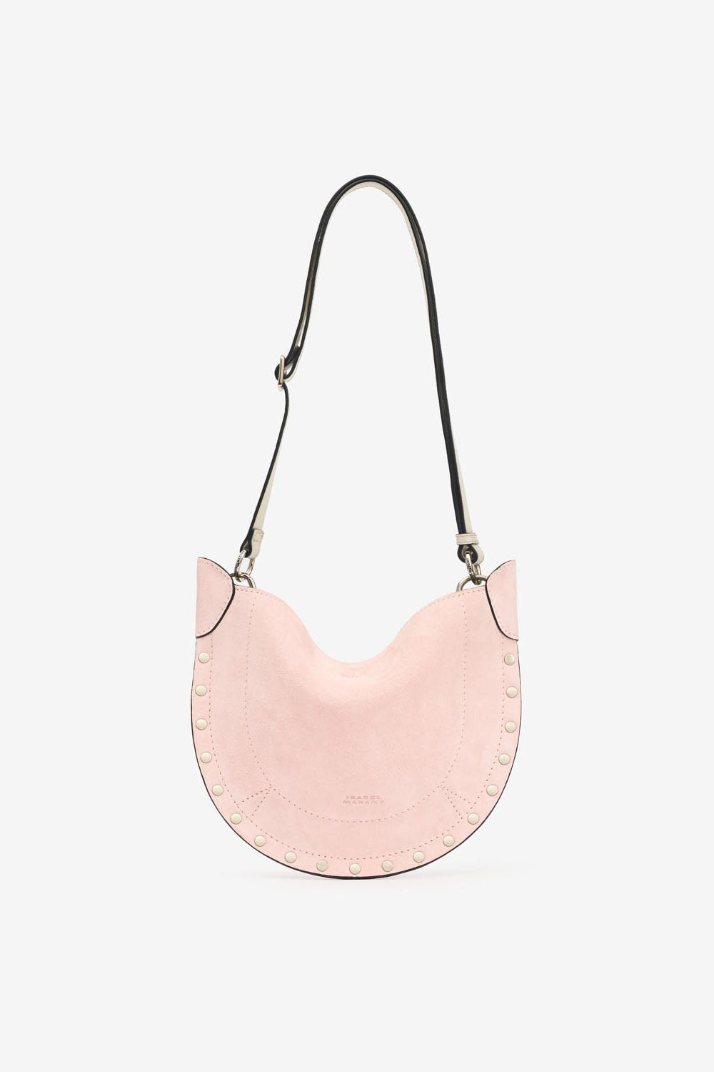 Mini moon soft shoulder bag in soft velour leather - Light pink - Woman - 5