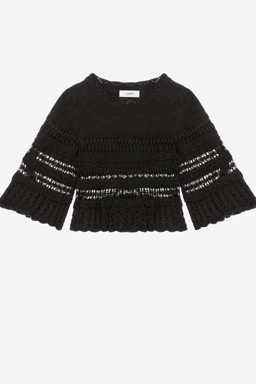 Frizy crochet knit cropped top - Negro - Woman - 1