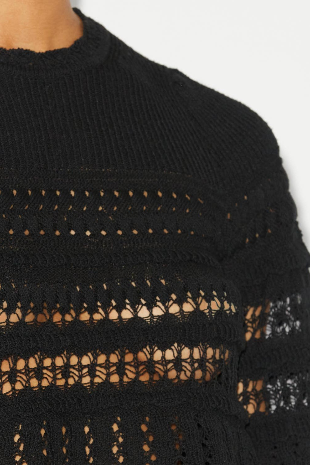 Frizy crochet knit cropped top - Negro - Woman - 3