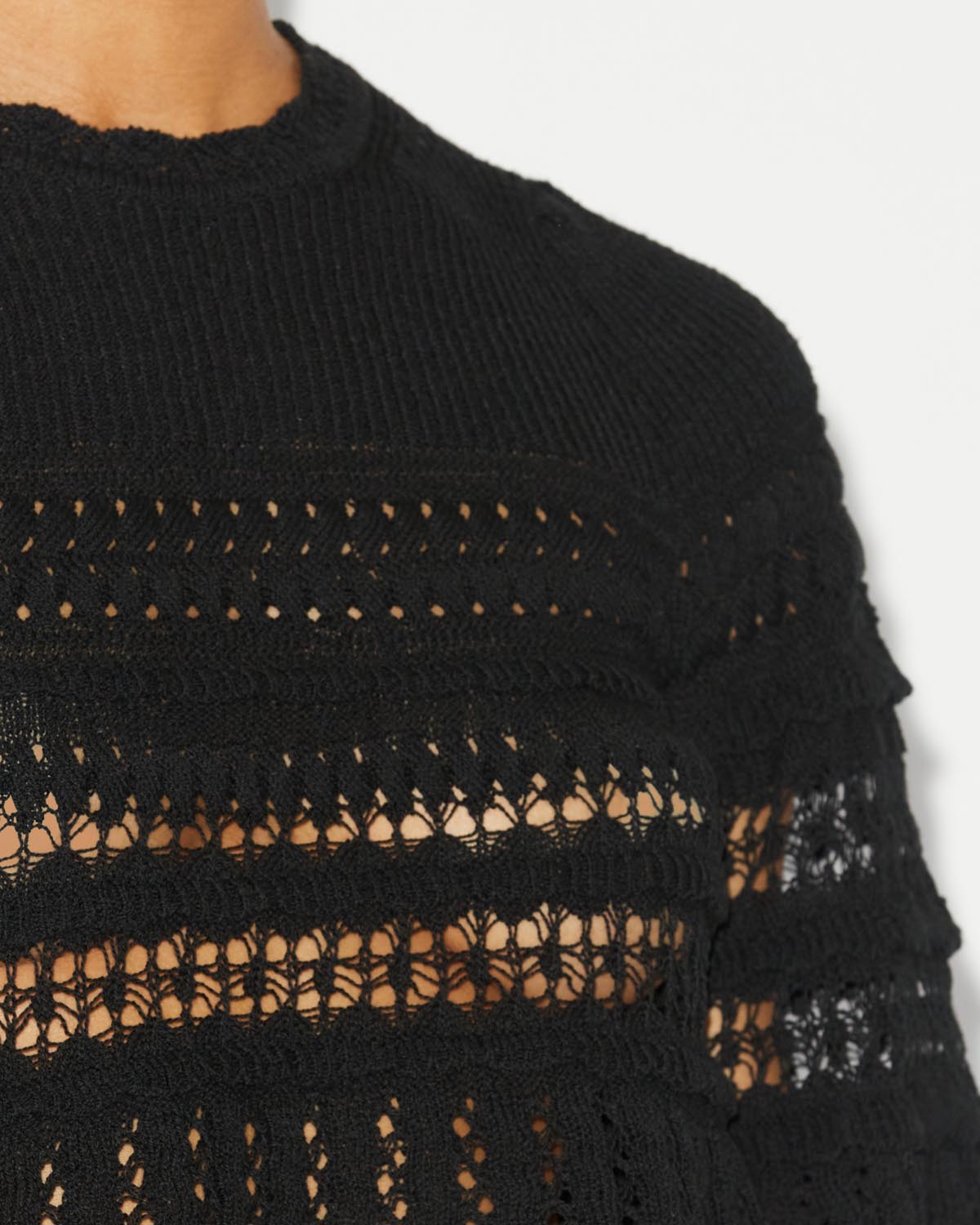 Frizy crochet knit cropped top - 검은색 - Woman - 2