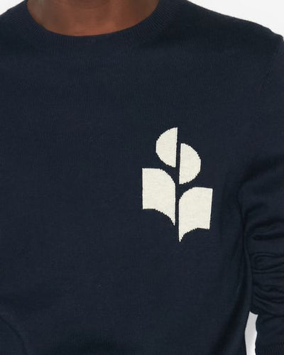 Evans cotton and wool sweater with logo - Midnight - Man - 2