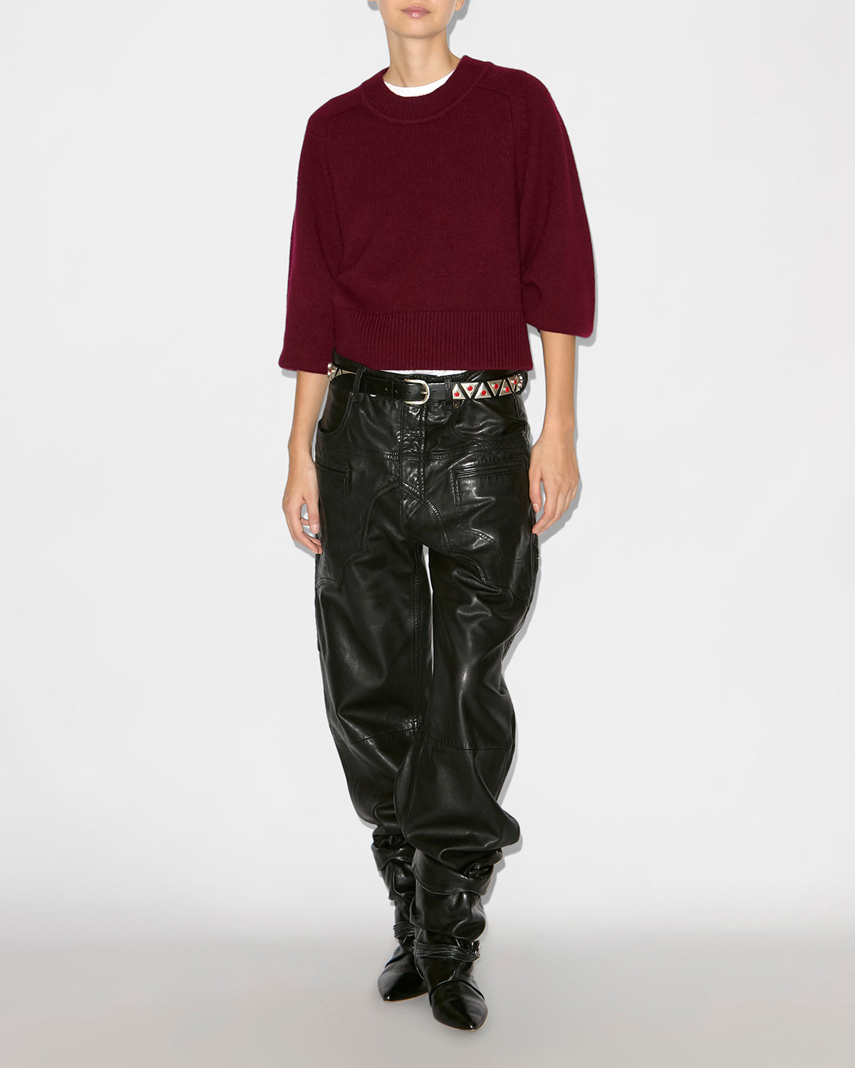 리안드라 메리노 울 & 캐시미어 스웨터 - 보르도 - Woman - 1