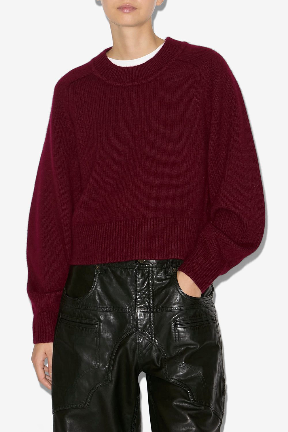 Leandra merinos wool and cashmere sweater - Burgundy - Woman - 4