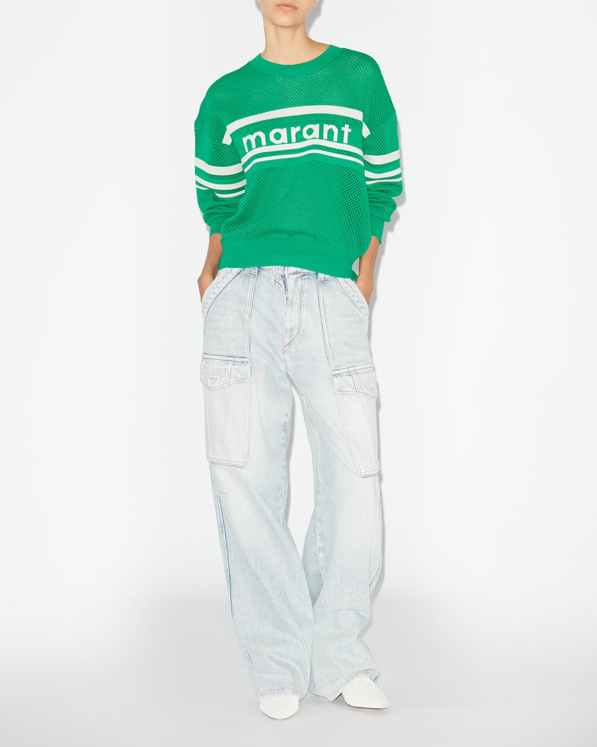 Pull en crochet à manches longues arwen - Vert émeraude - Woman - 1