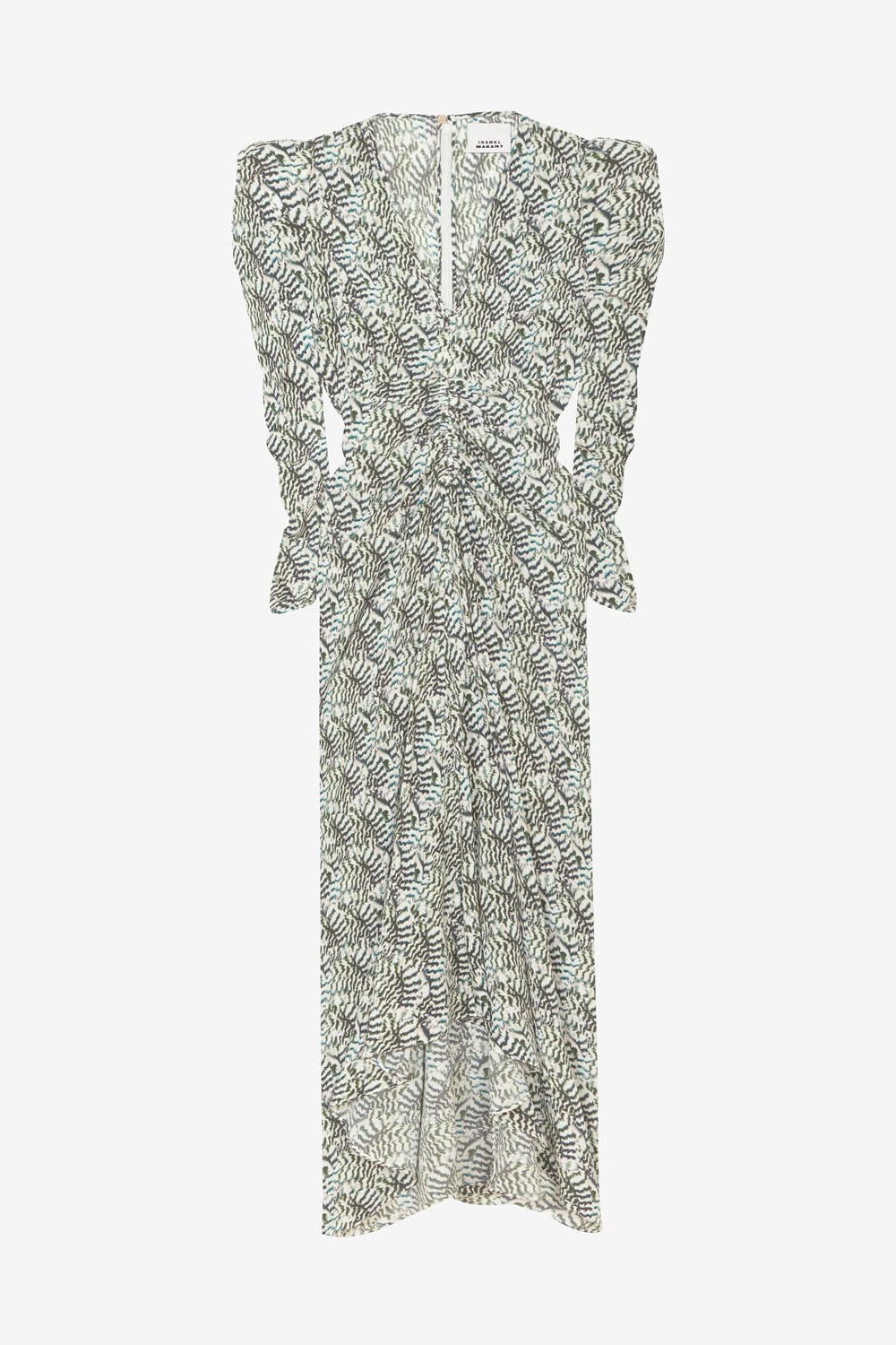 Vestido midi en mezcla de seda estampado albini - Crudo - Woman - 1