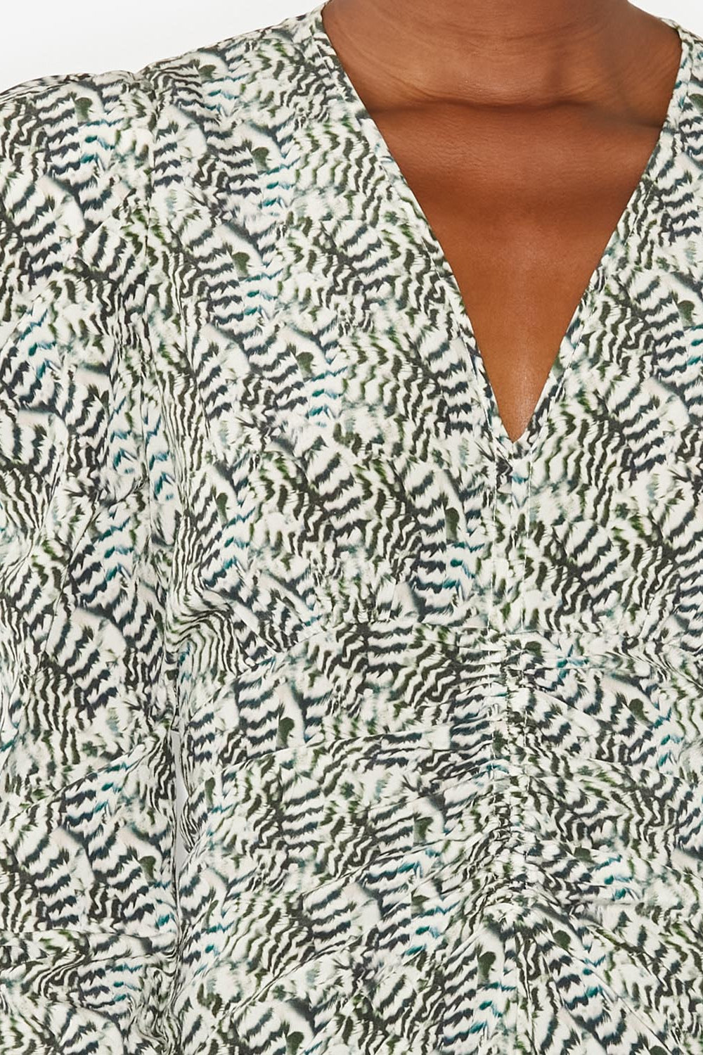 Vestido midi en mezcla de seda estampado albini - Crudo - Woman - 3