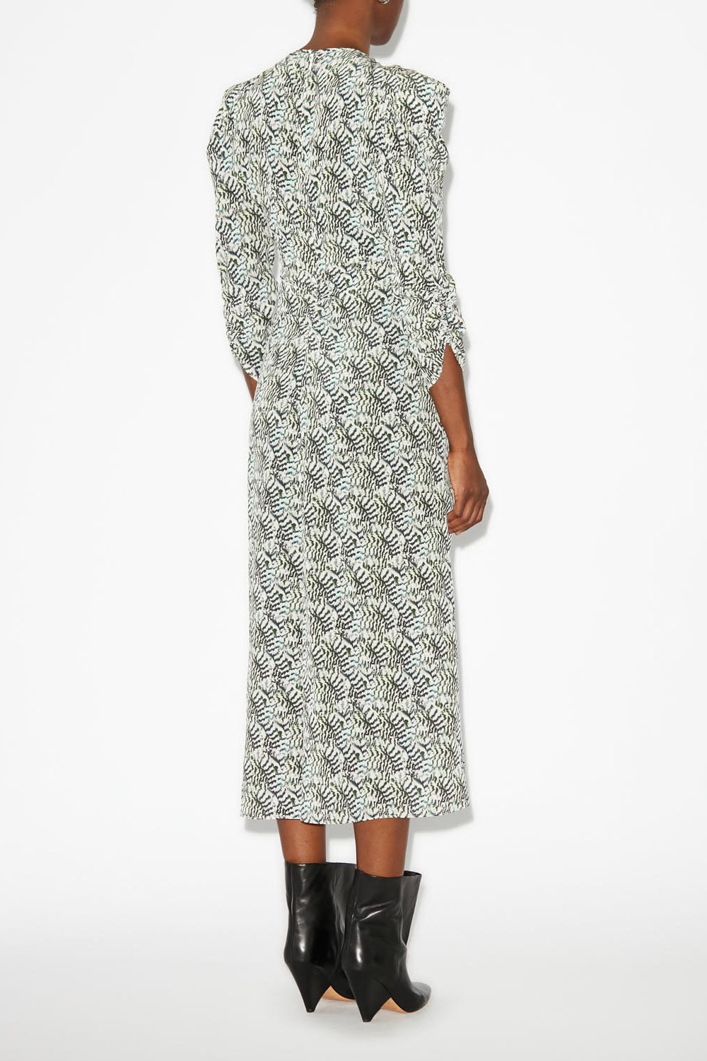 Vestido midi en mezcla de seda estampado albini - Crudo - Woman - 4