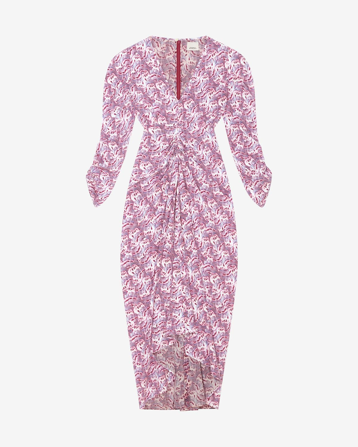 Abito midi in misto seta stampato albini - Mauve - Woman - 4