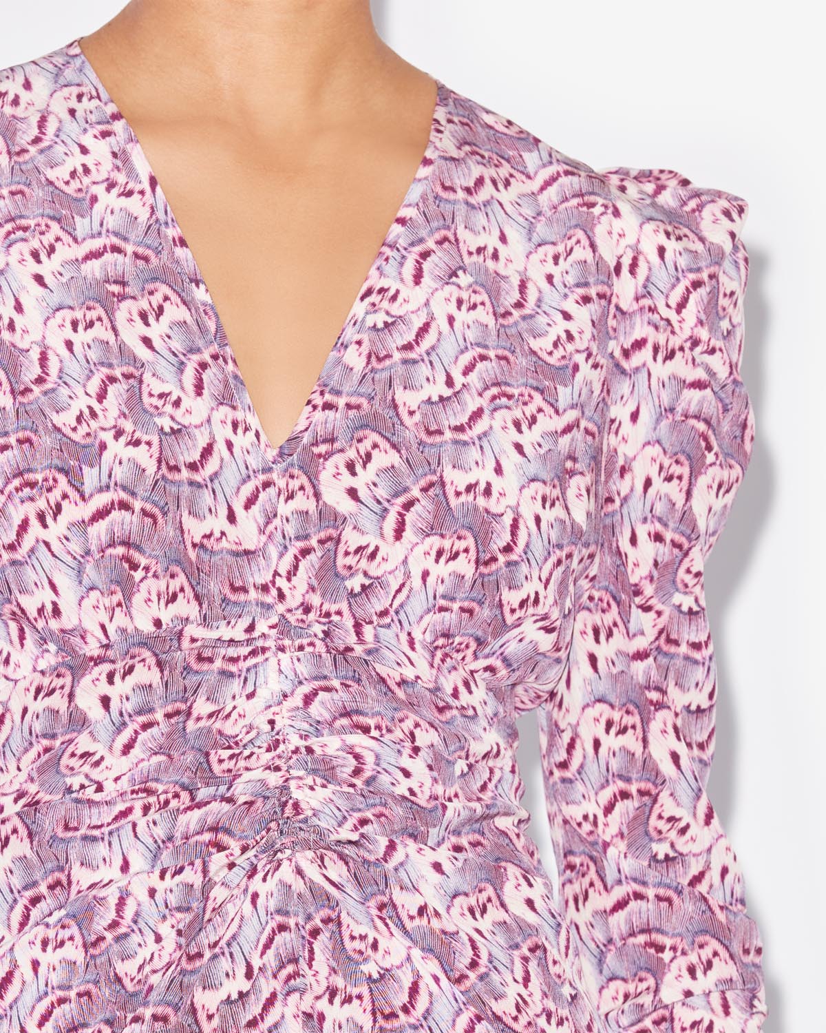 Abito midi in misto seta stampato albini - Mauve - Woman - 2