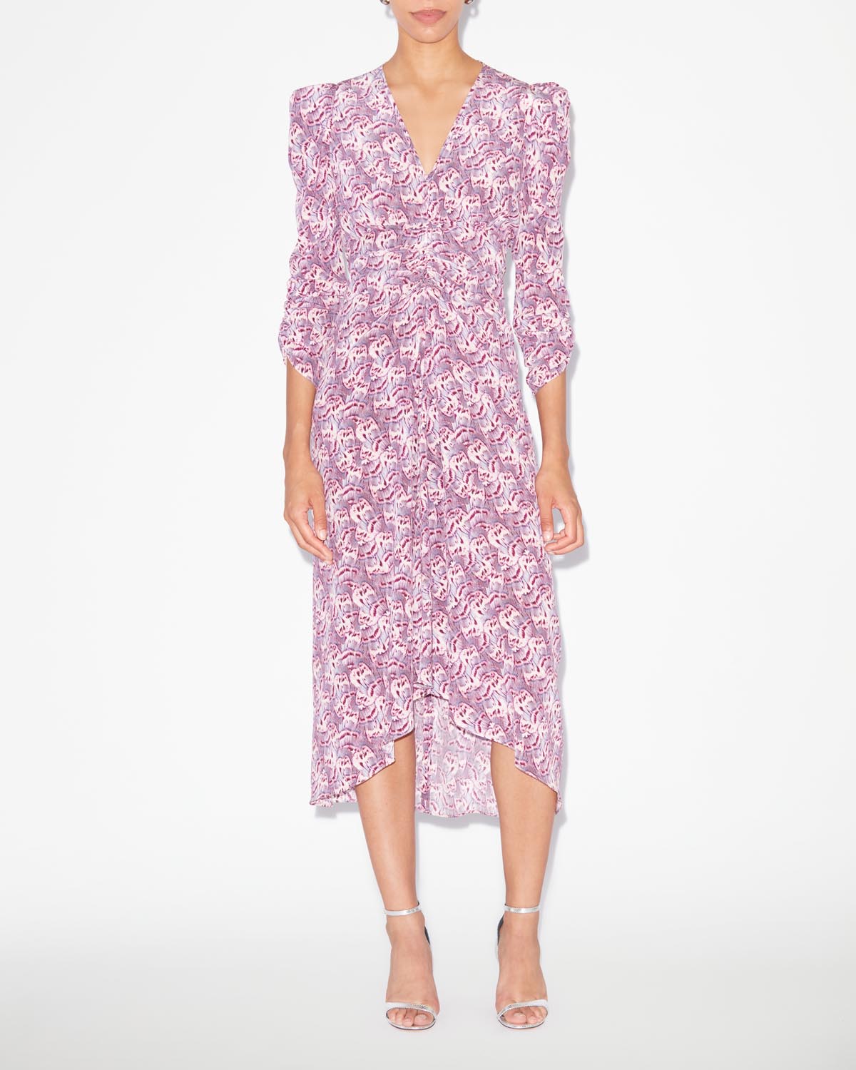 Abito midi in misto seta stampato albini - Mauve - Woman - 1