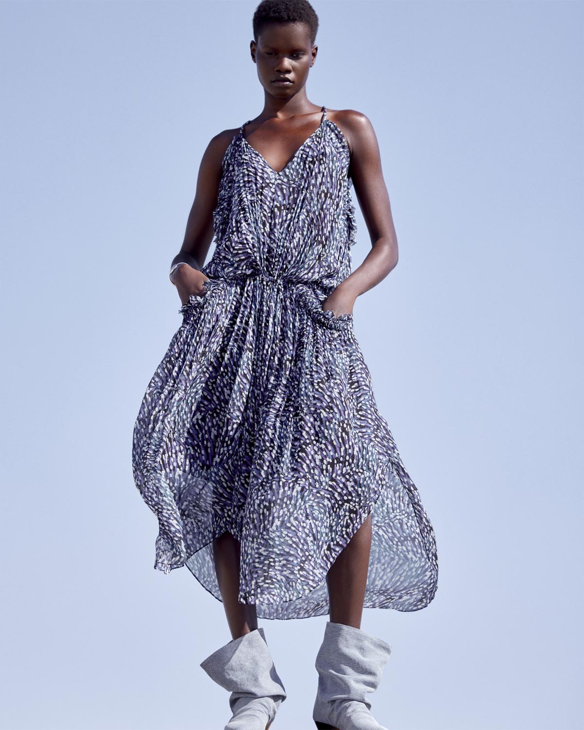 Fadelo sleeveless midi dress in muslin - Midnight - Woman - 5