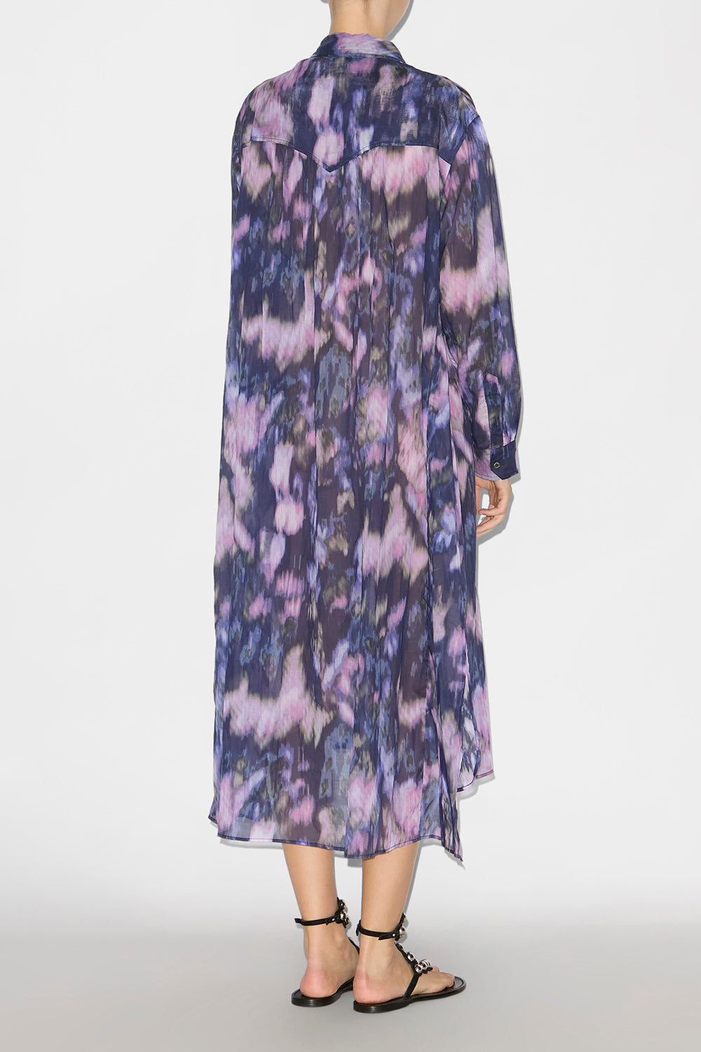 Robe chemise eliane en voile de coton imprimé  - Violet-lilas - Woman - 4