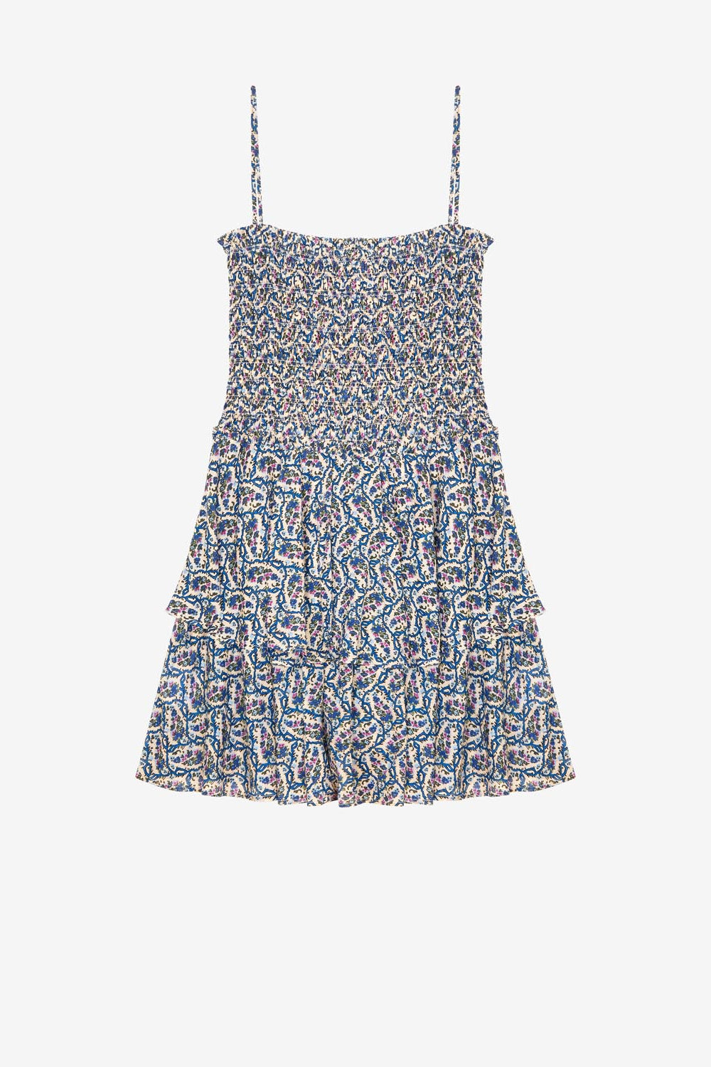 Anka short dress in printed cotton - Ecru - Woman - 1