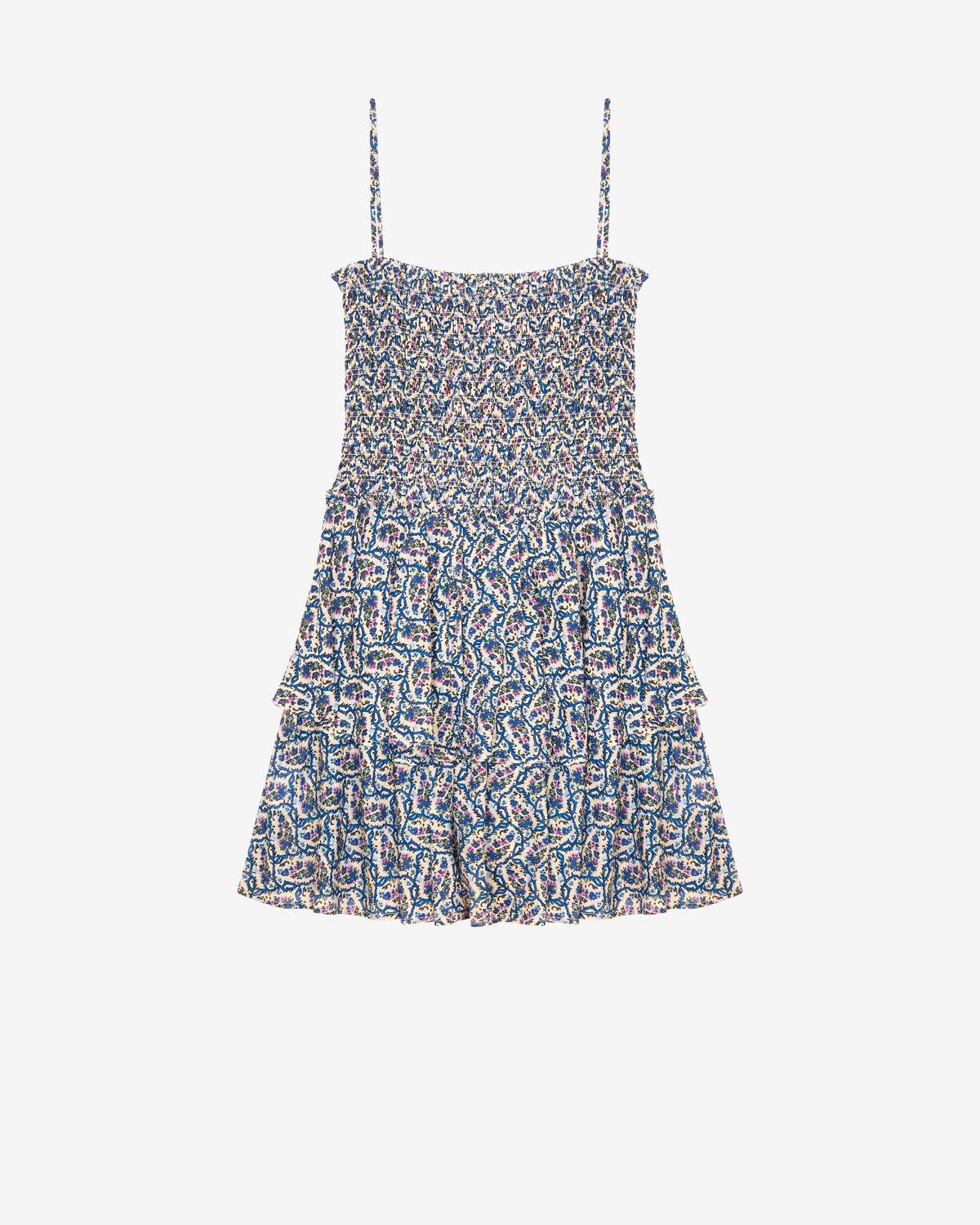 Anka short dress in printed cotton - Ecru - Woman - 5