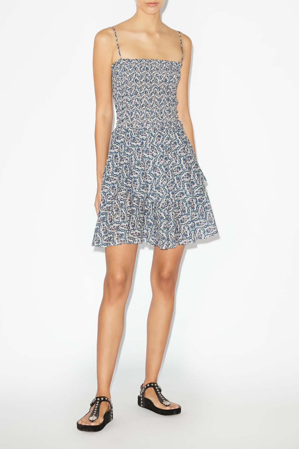 Anka short dress in printed cotton - Ecru - Woman - 2