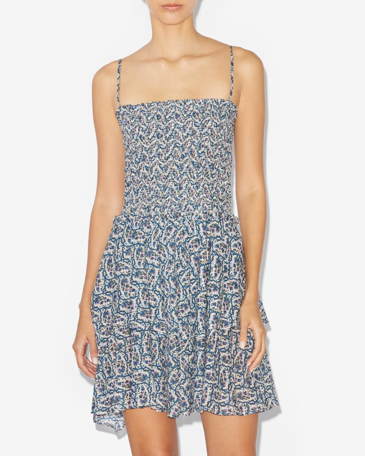 Anka short dress in printed cotton - Ecru - Woman - 3