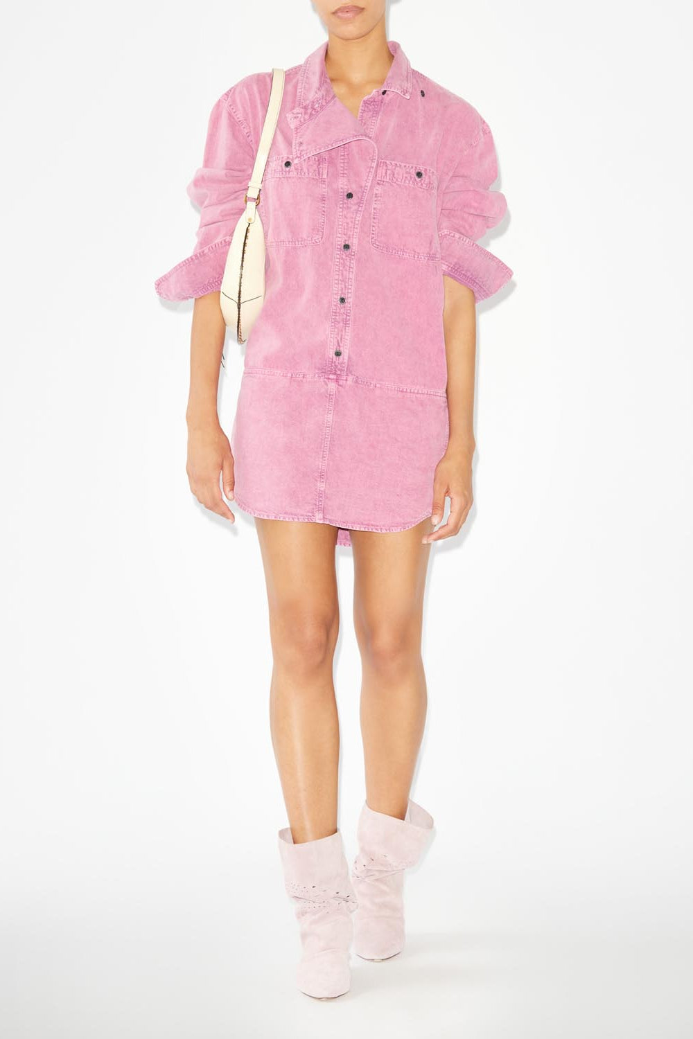 Robe courte en denim ilaya - Rose - Woman - 2