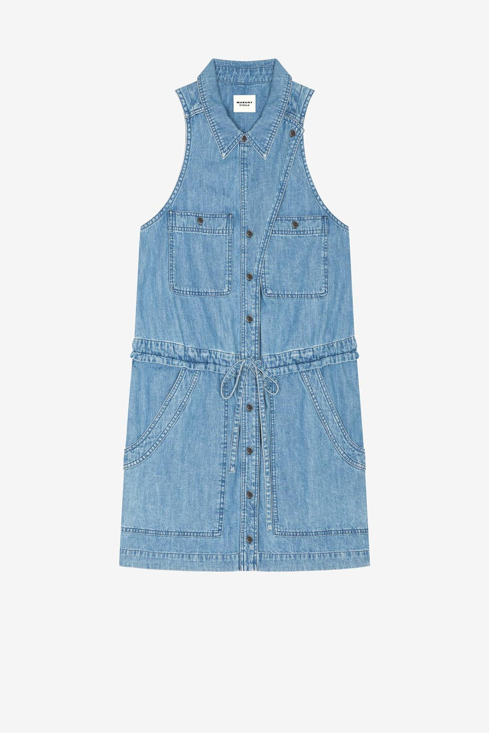 Sleveless short dress in denim ines - Blue - Woman - 1