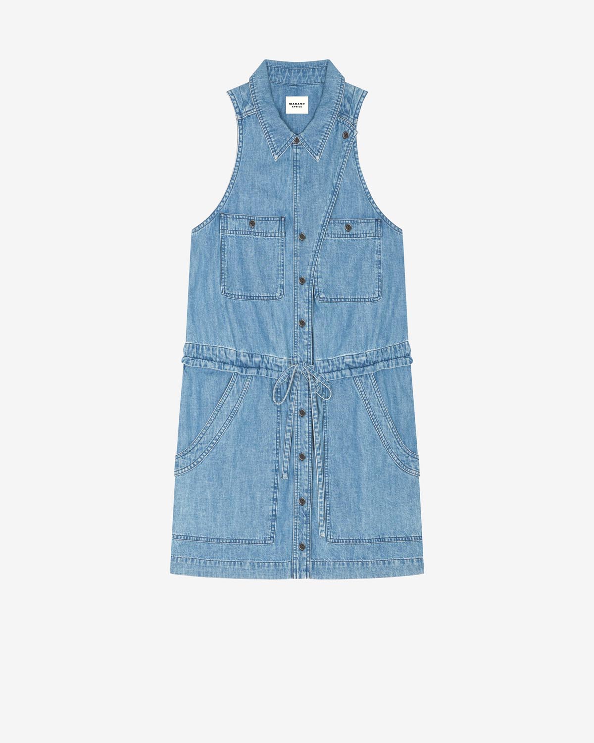 Sleveless short dress in denim ines - Blue - Woman - 5