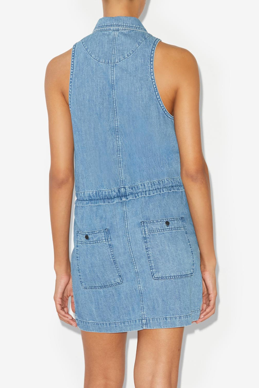 Sleveless short dress in denim ines - Blue - Woman - 5