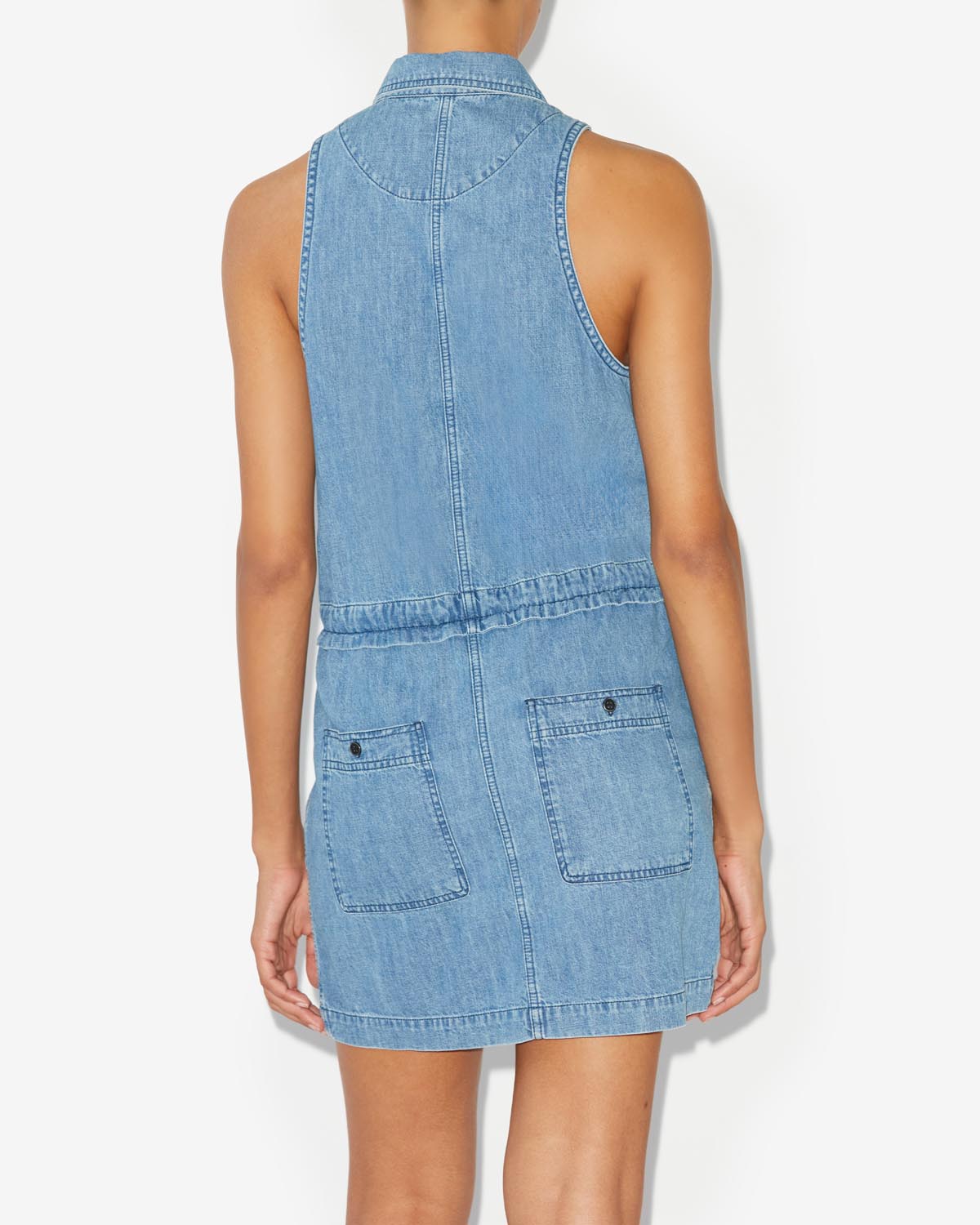 Sleveless short dress in denim ines - Blue - Woman - 4