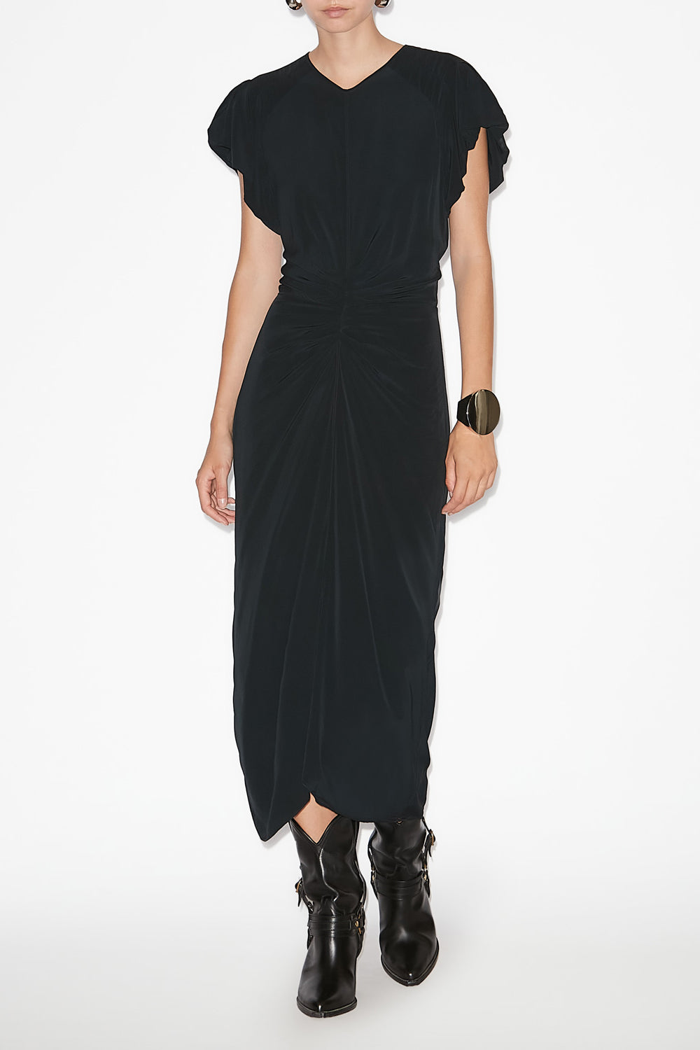 Robe midi terena unie - Noir - Woman - 2