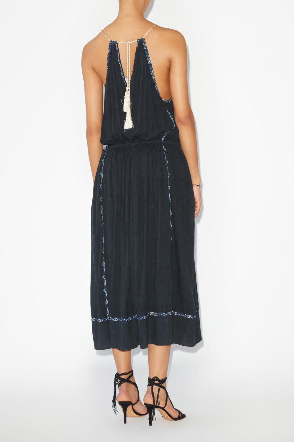 Siana maxi sundress in cotton - Nero - Woman - 4