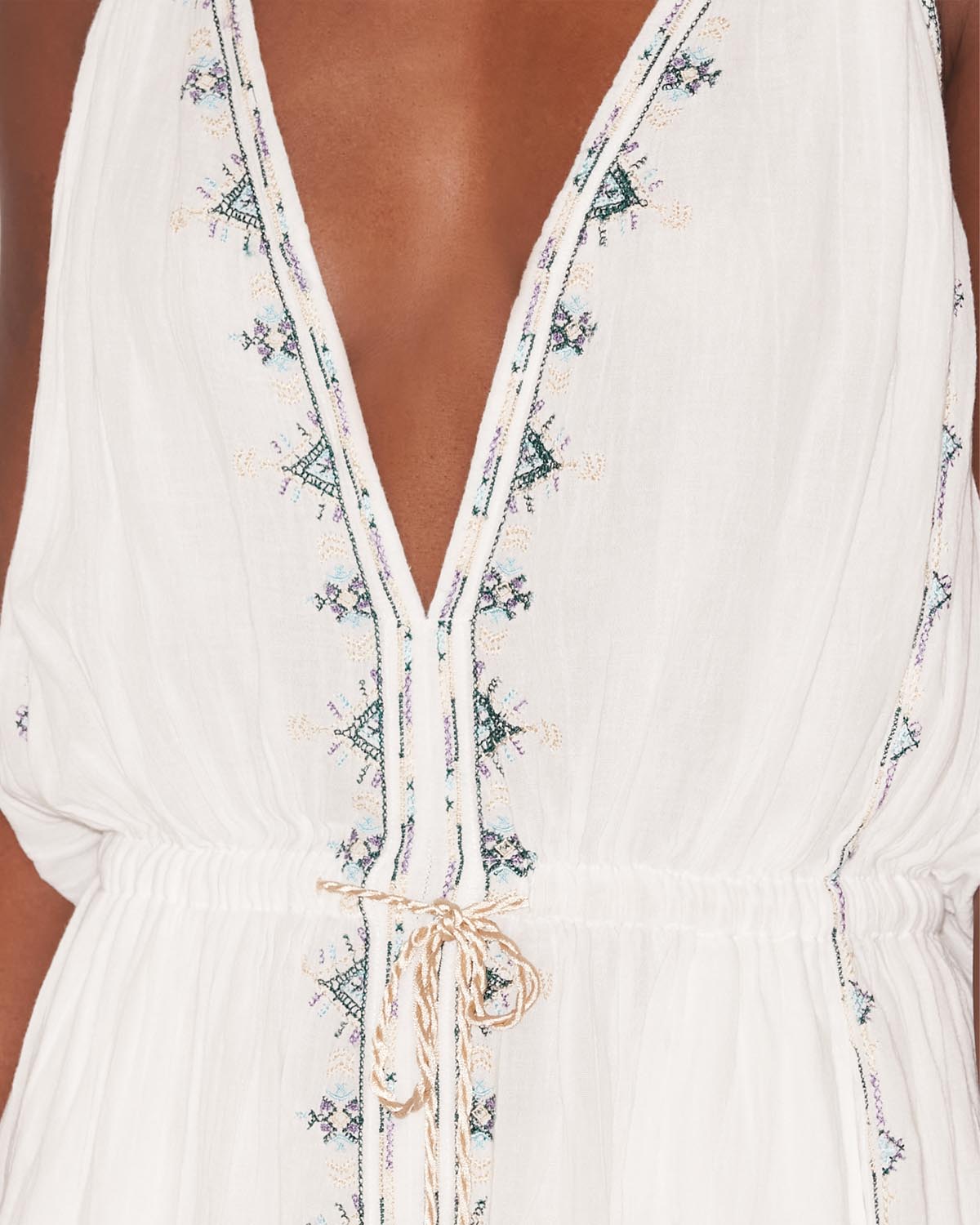 Robe maxi en coton brodé siana - Blanc - Woman - 2