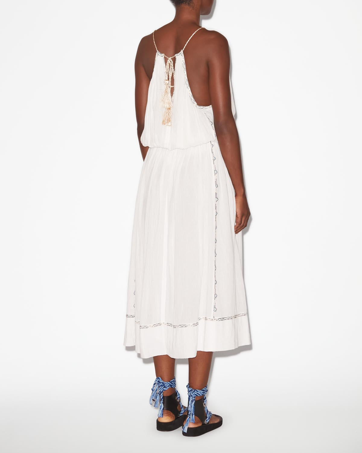 Robe maxi en coton brodé siana - Blanc - Woman - 4