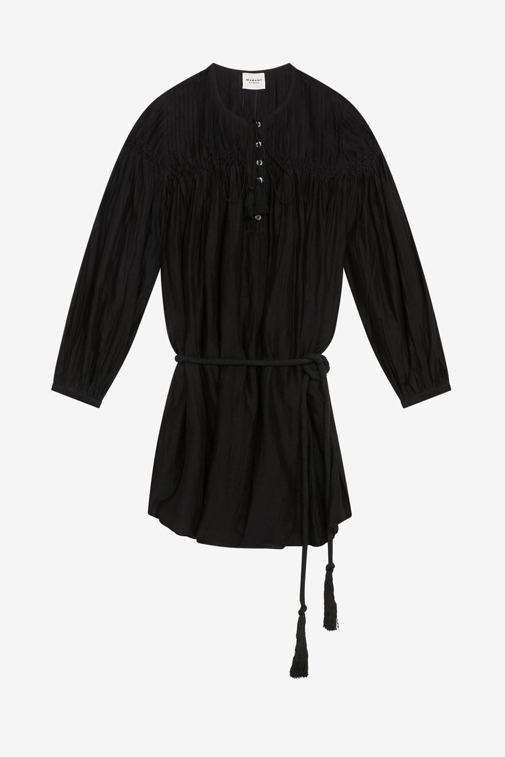 Adeliani short cotton dress with long sleeves - Nero - Woman - 1