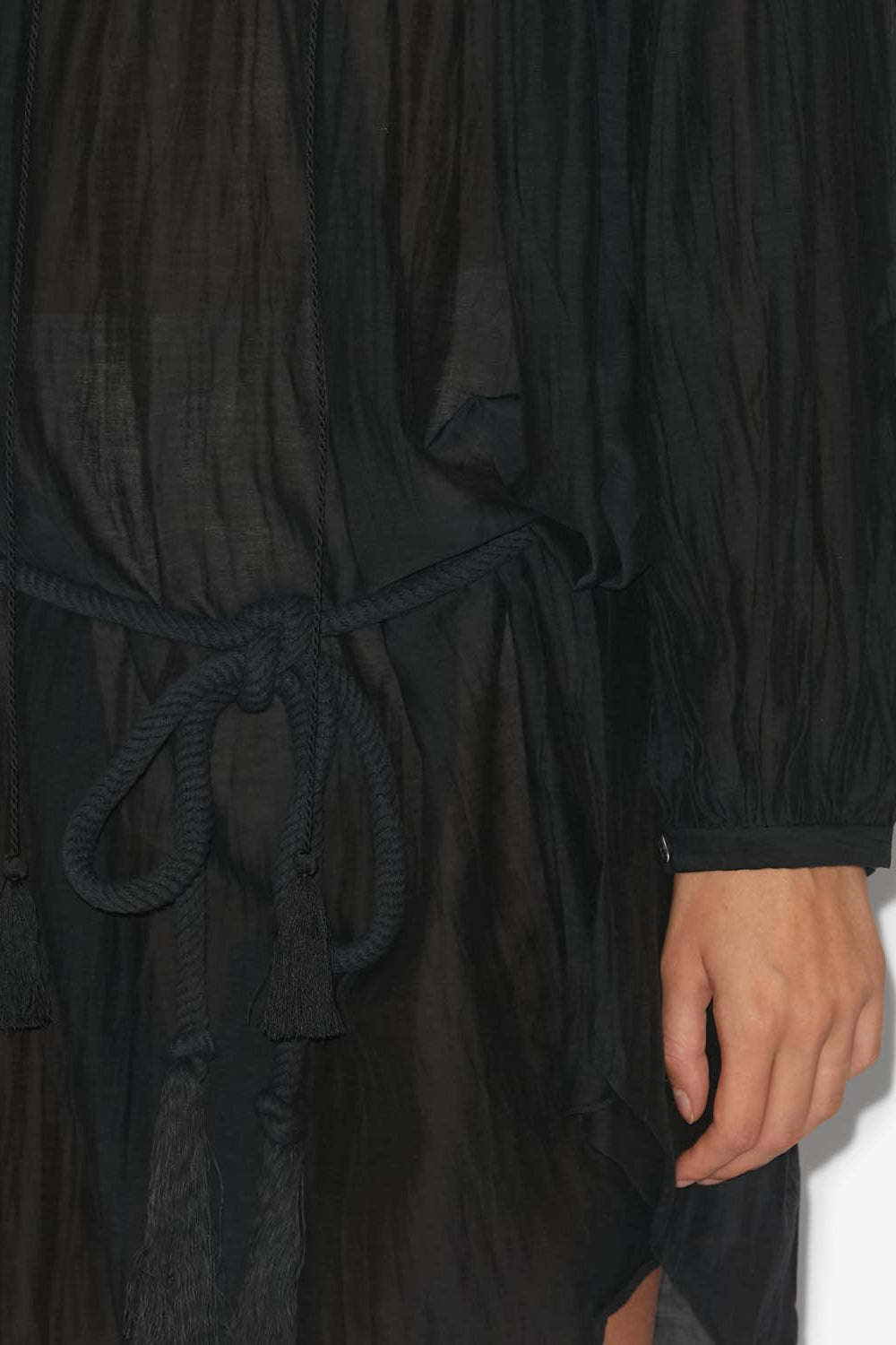 Adeliani short cotton dress with long sleeves - Nero - Woman - 3