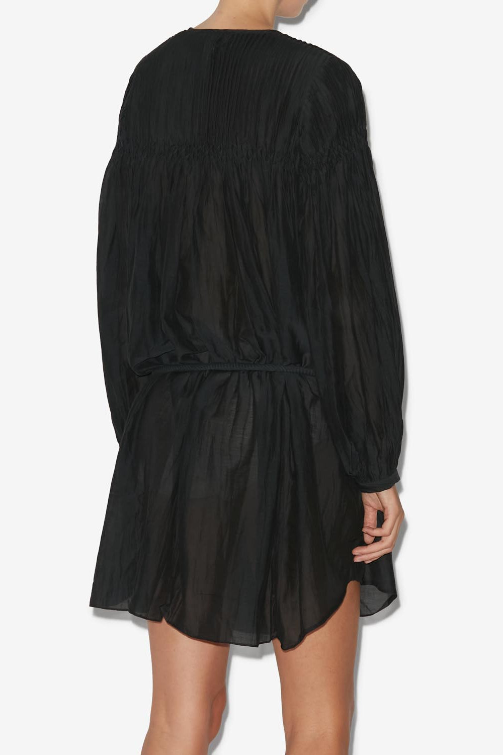 Adeliani short cotton dress with long sleeves - Nero - Woman - 5