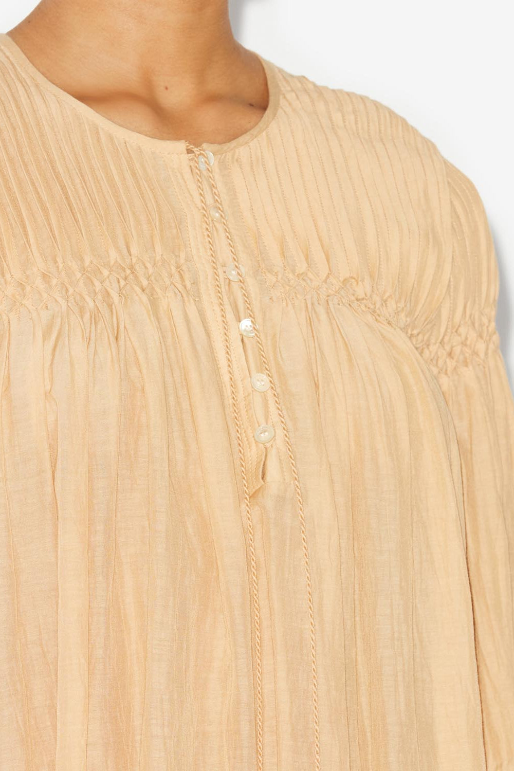 Adeliani short cotton dress with long sleeves - Sahara - Woman - 3