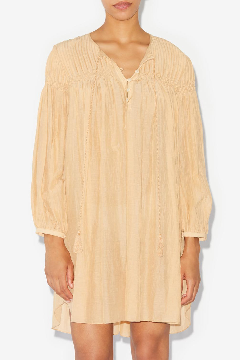Adeliani short cotton dress with long sleeves - Sahara - Woman - 4