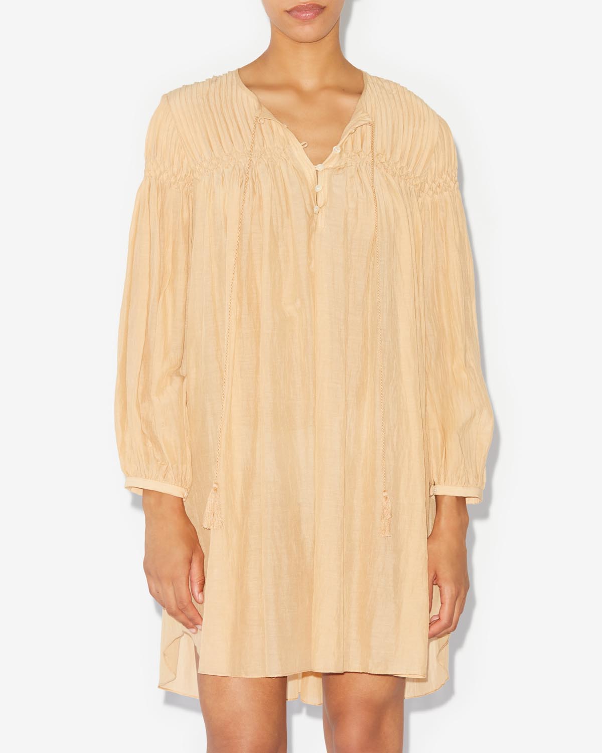 Adeliani short cotton dress with long sleeves - Sahara - Woman - 3