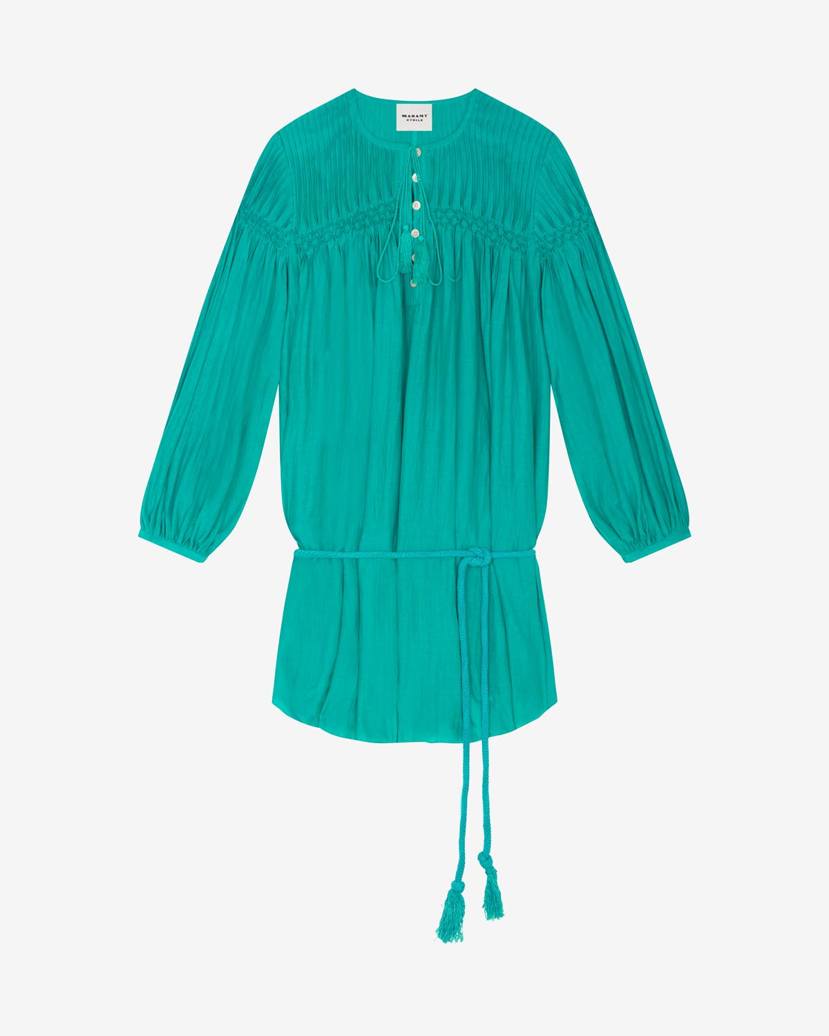 Adeliani short cotton dress with long sleeves - Green - Woman - 5