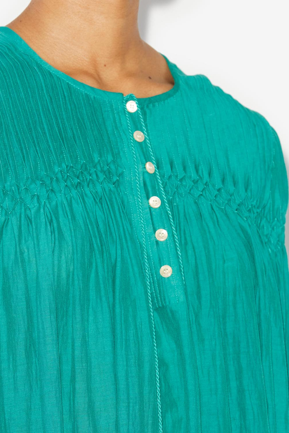 Adeliani short cotton dress with long sleeves - Green - Woman - 3