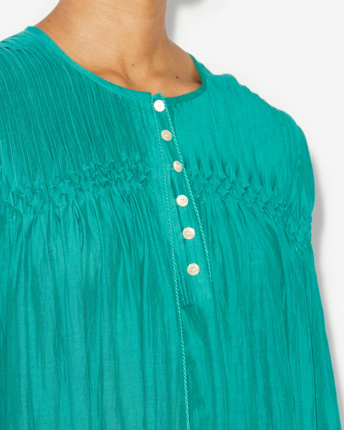 Adeliani short cotton dress with long sleeves - Green - Woman - 2