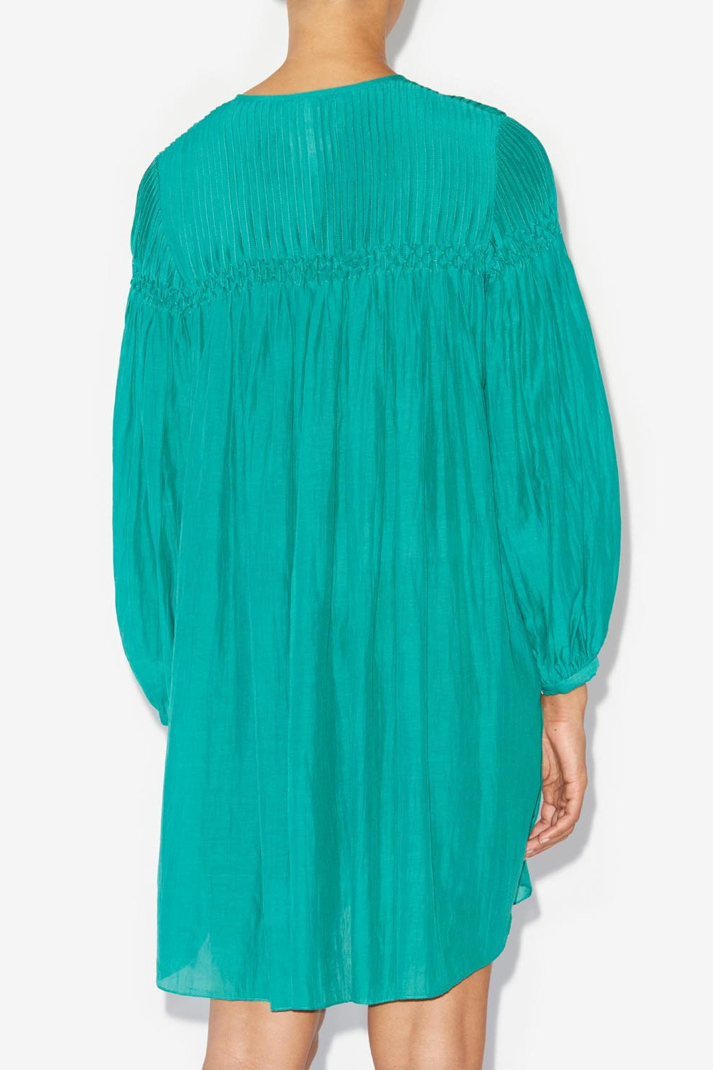 Adeliani short cotton dress with long sleeves - Green - Woman - 5