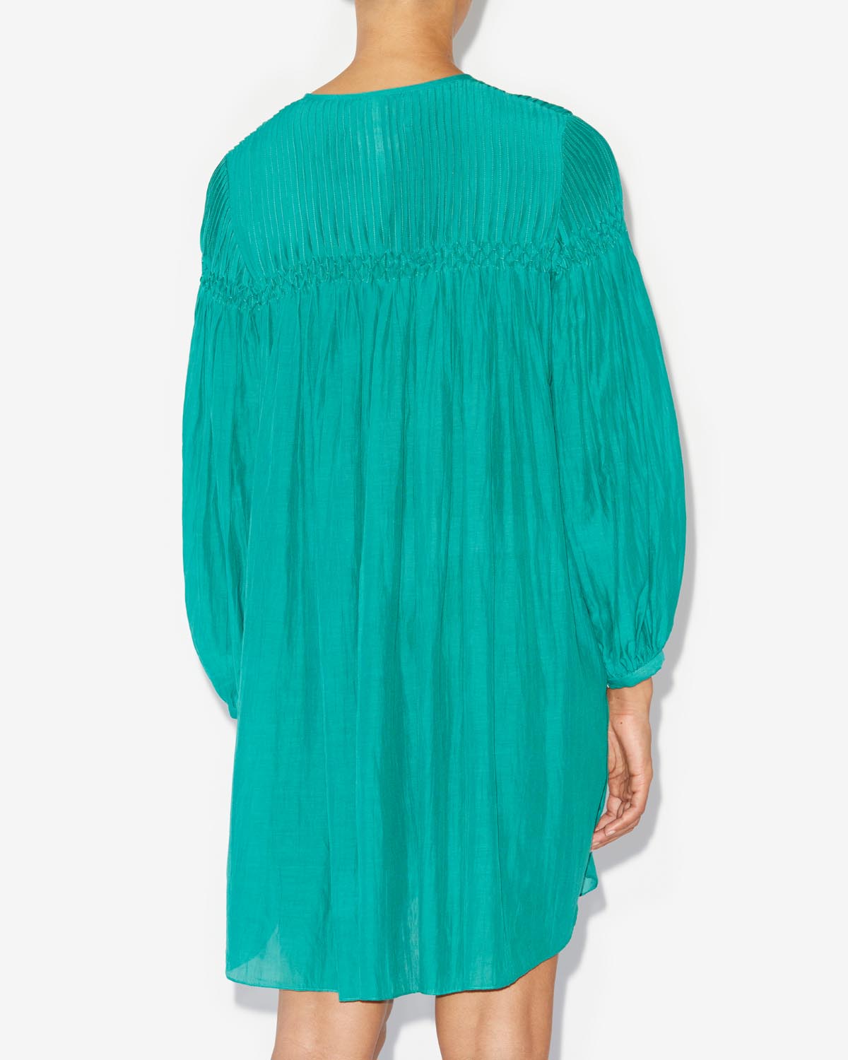 Adeliani short cotton dress with long sleeves - Green - Woman - 4