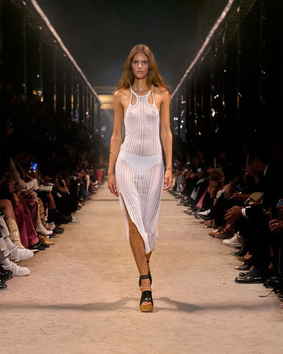 Deborah long slit dress - White - Woman - 6