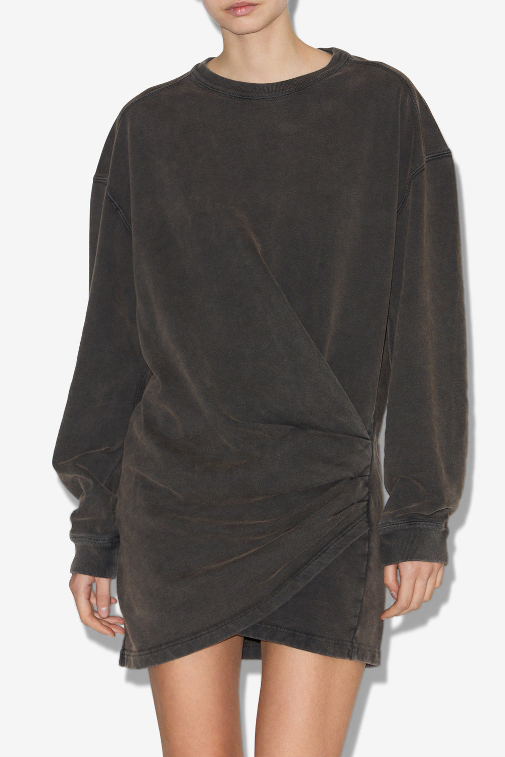 Pipper draped jersey sweatshirt dress - Black - Woman - 4