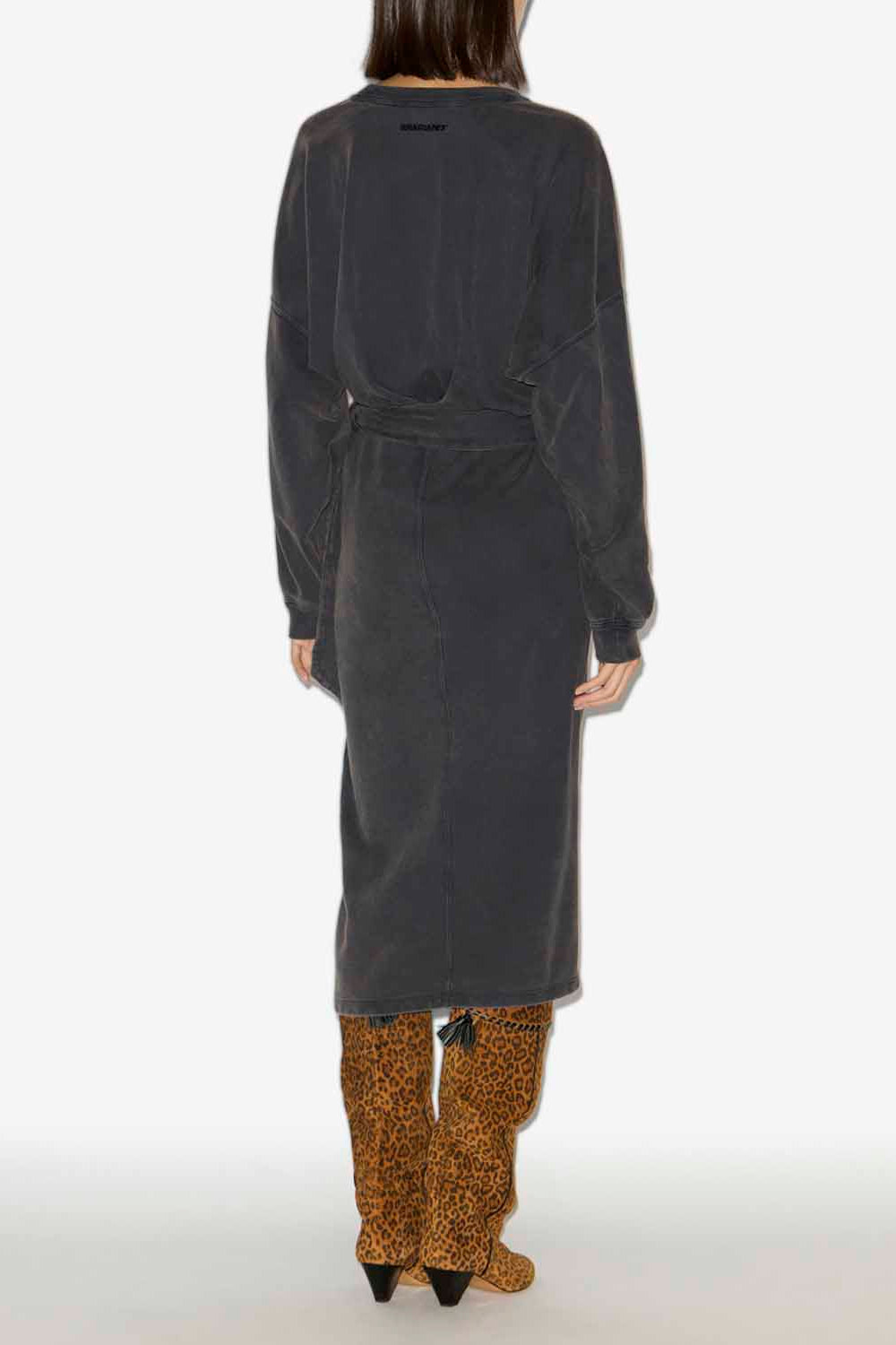 Sandrina long draped jersey sweatshirt dress - Black - Woman - 4