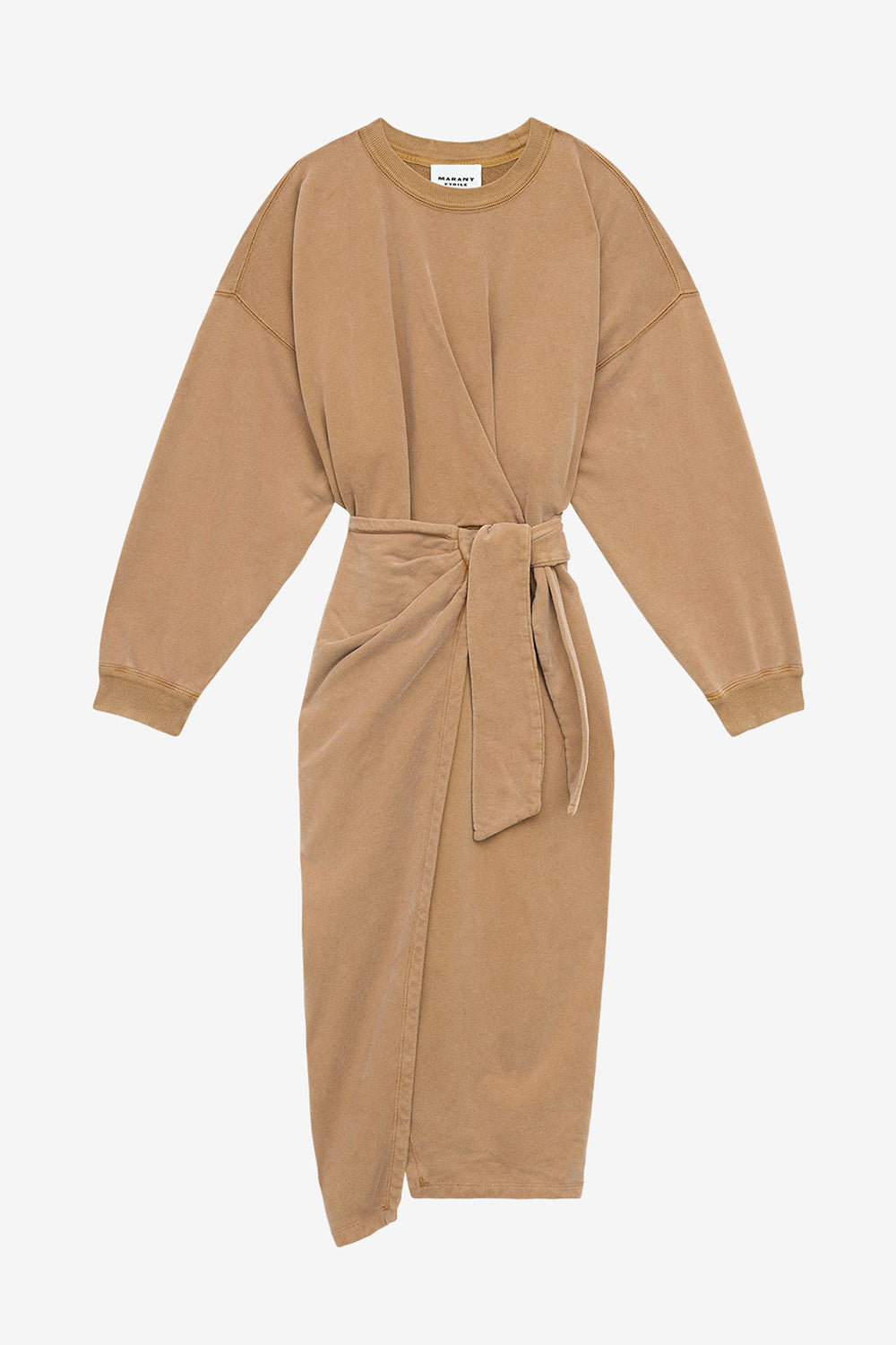 Sandrina long draped jersey sweatshirt dress - Caramel - Woman - 1